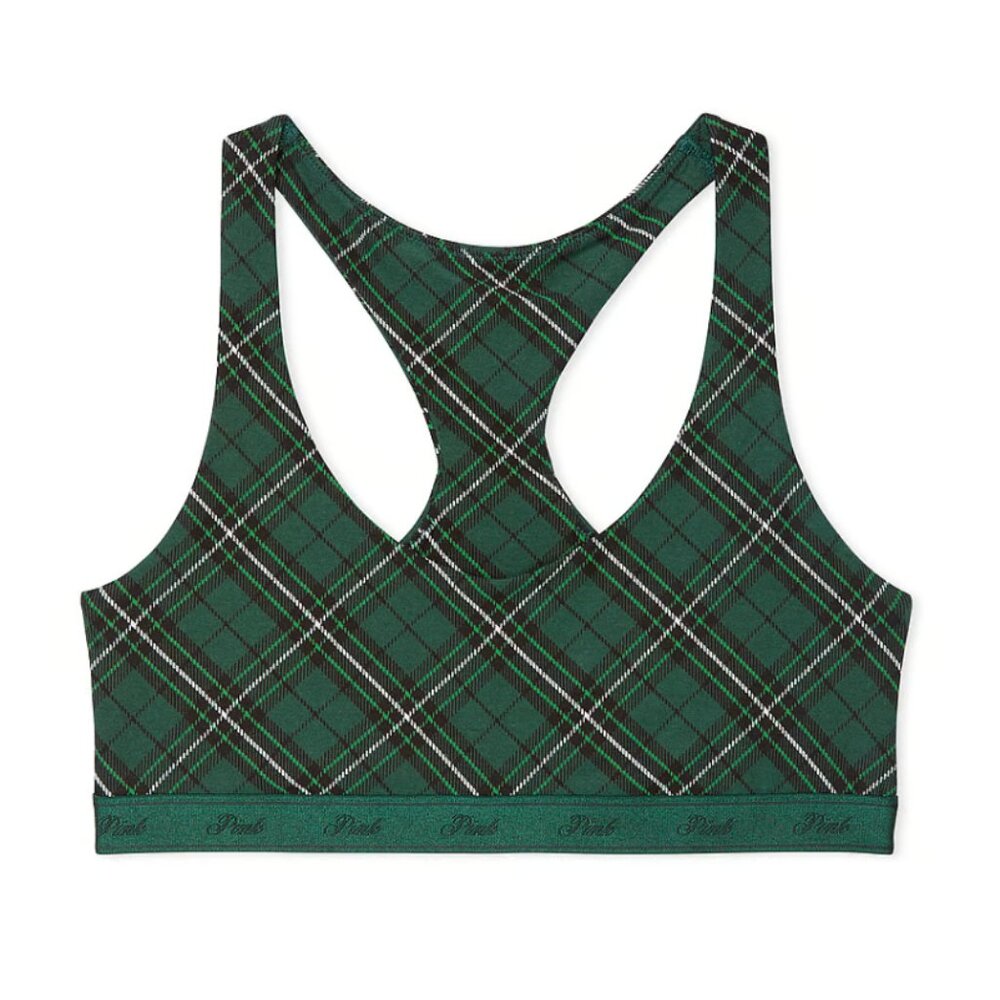 nwt - pink sports bra - plaid